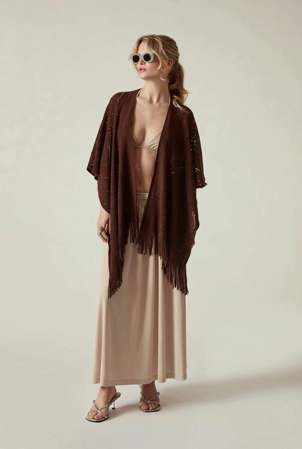 James Lakeland Brown Pointelle Knit Kaftan