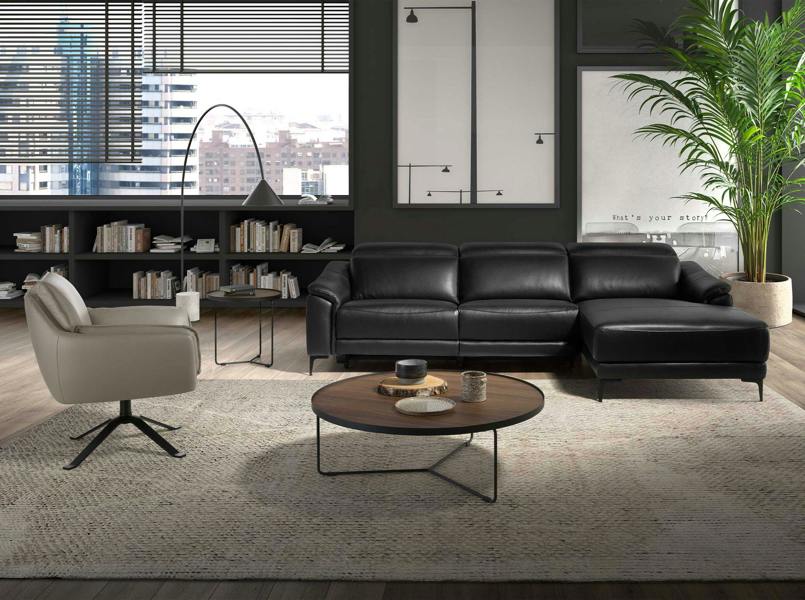 Angel Cerdá Relax corner sofa in black leather 6205/6206