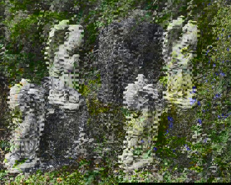 Pair of Resting Angels Stone Garden Ornaments