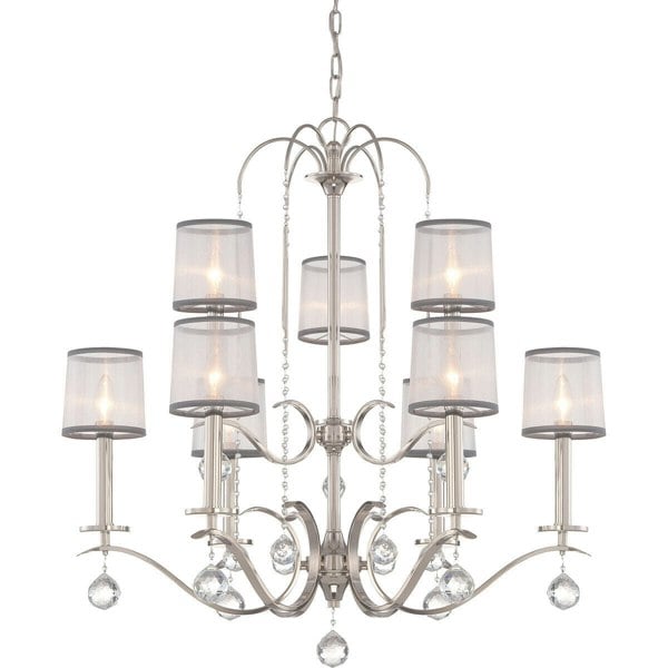 9 Bulb Chandelier Hanging Pendant LIght Imperial Silver LED E14 40W Bulb Loops