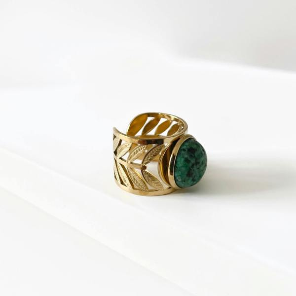 Luxe Tones Zariya Luxe 18k Gold Plated Statement Stone Ring