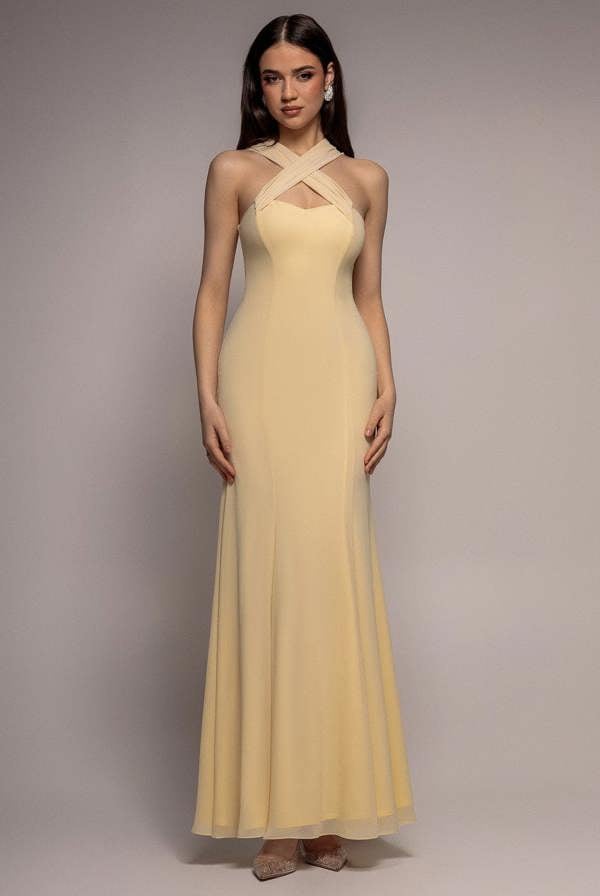 Multiway Cape Chiffon Sweetheart Maxi Dress - Butter Yellow DR4848