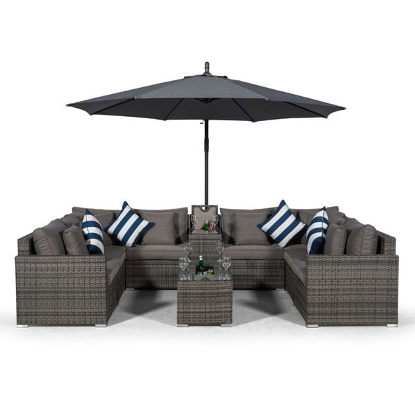 Giardino Havana 8 Seat Rattan Sofa Set with Armrest and Ice Bucket Coffee Table