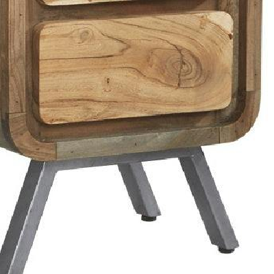 Wyld Haus Los Angeles Reclaimed Wood and Metal 2 Drawer Bedside Table