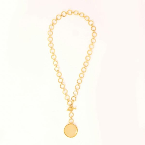 Lila Rasa Sparkling White Crystal Pendant With Loop Chain & T Lock