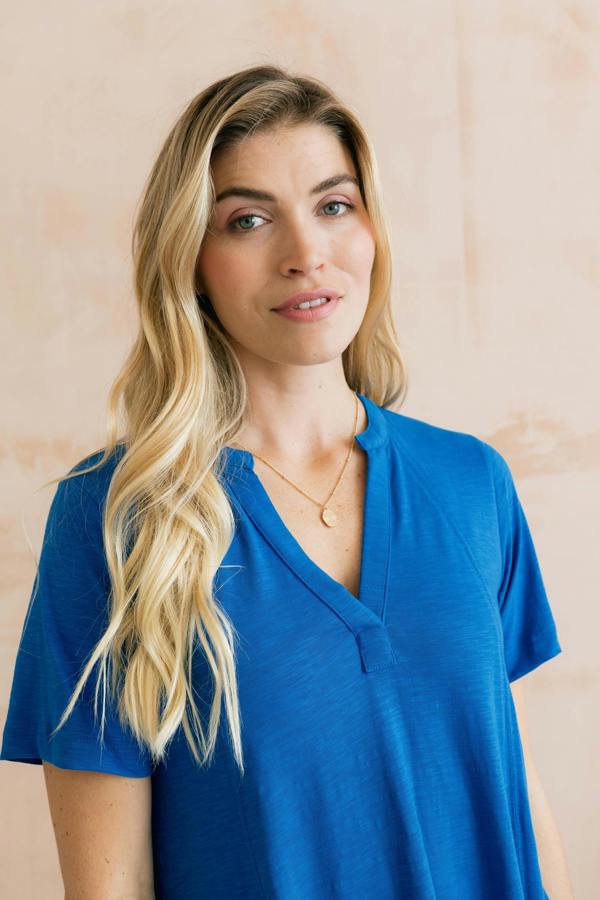 Lily & Me Terrace Organic Cotton Jersey Swing Dress Cobalt