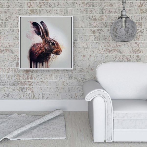 Warren Reed Hare Face Splash Art Framed Canvas