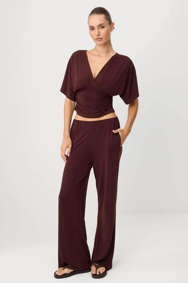 2-Piece Fitted Batwing Sleeve Wide Leg Co-ord Set