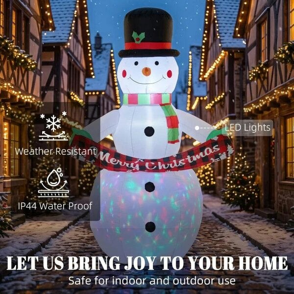 Bobobiy Inflatable Christmas Decoration, 6.7FT Christmas Inflatable Snowman with Colourful LED Light