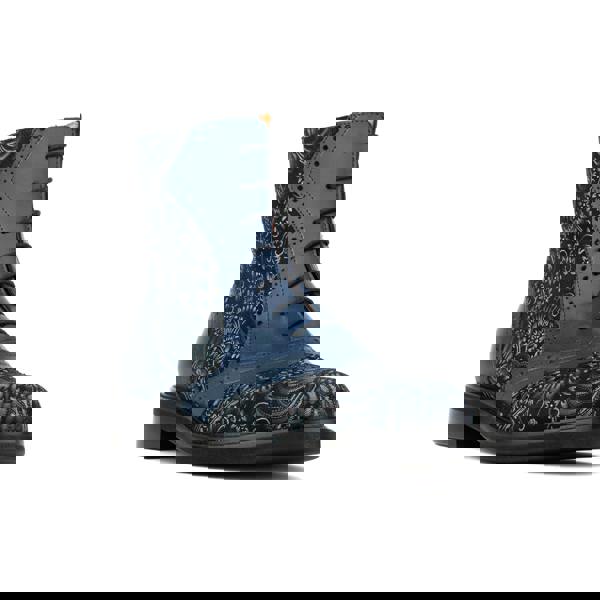 Embassy London Brick Lane Boots - Blue - Women's leather oxford higher ankle boot with brogue detail