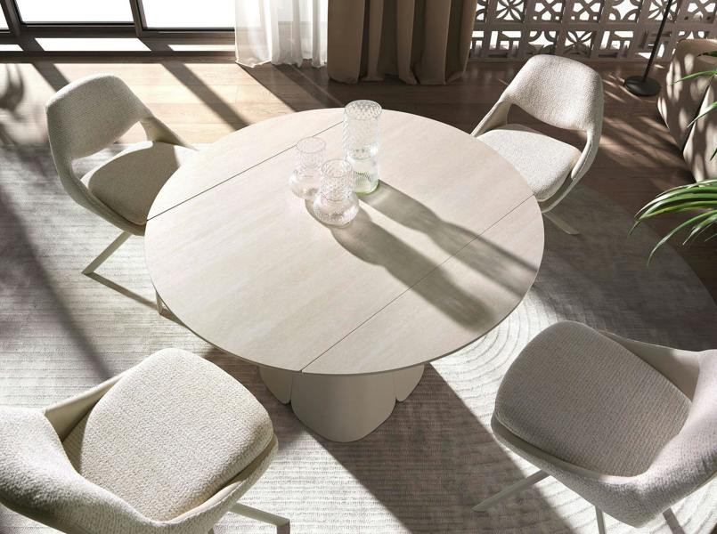 Angel Cerdá Swivel chair in off-white and cream fabric 4246