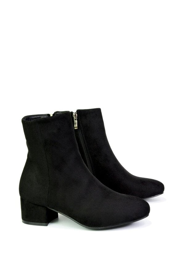 XY LONDON Mid Block Heel Ankle Boots With Inside Zip