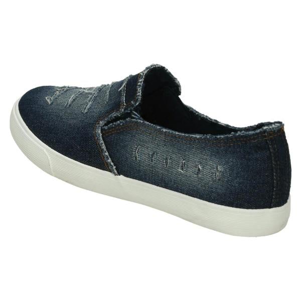 Spot On Ladies Spot On Distressed Denim Slip On Pumps