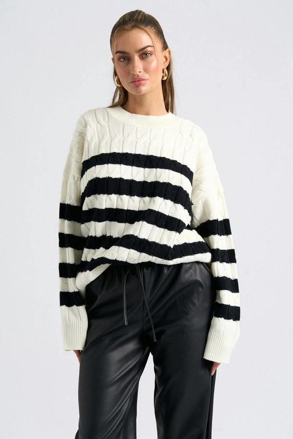 Urban Bliss Cable Knit Stripe Jumper