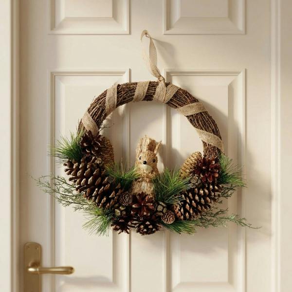 Garden Greatness Natural Pine Cone Squirrel Half Wreath