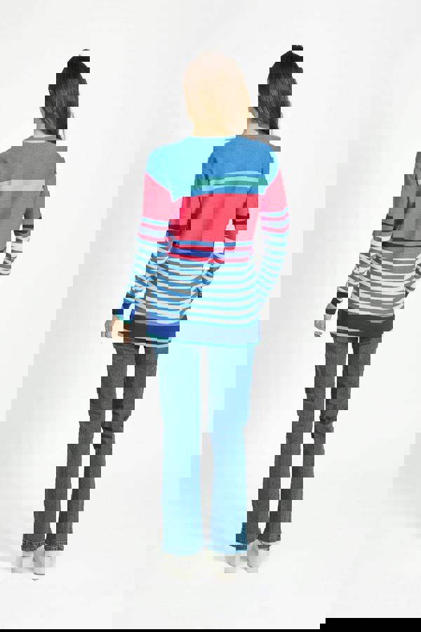 Mudflower Ottoman Multi-Stripe Pattern Knit Jumper