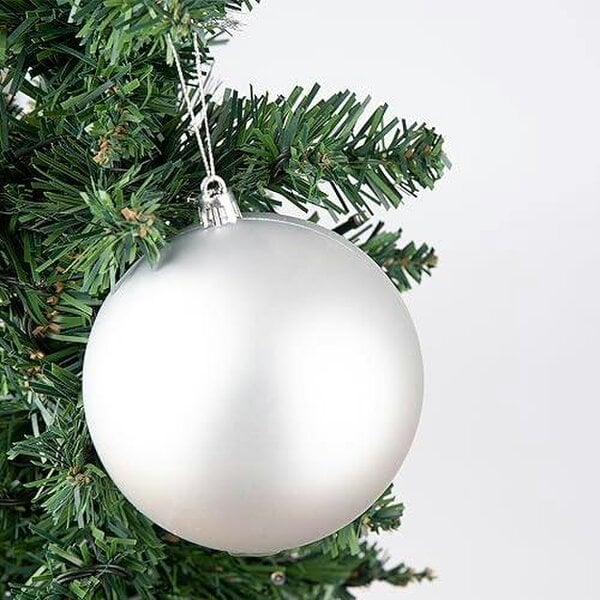 Shatchi Silver Shatterproof Christmas Baubles, Pack Size Options of 3 or 6, 10cm Tree Decorations