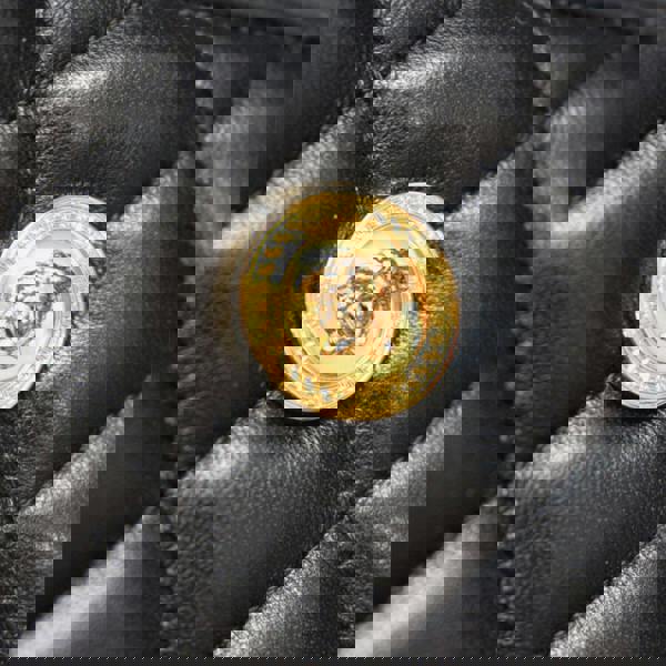 Versace Zip Around Wallet Quilted Lamb Leather Black