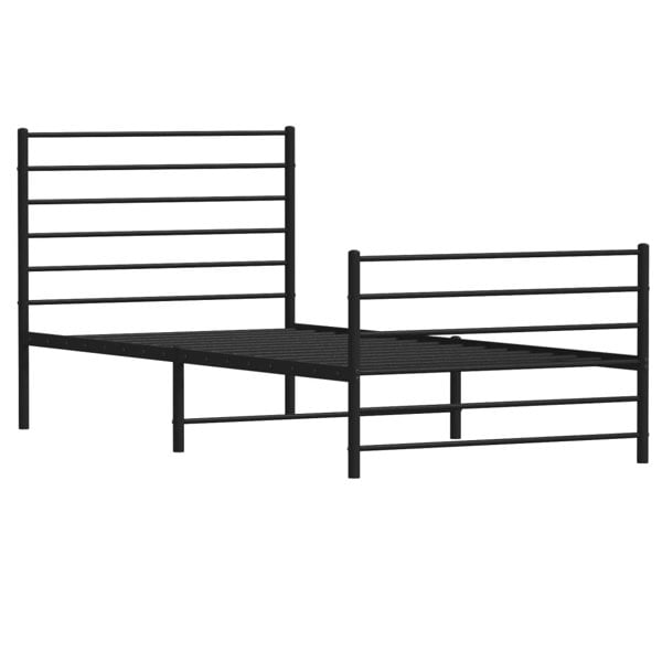 Berkfield Metal Bed Frame with Headboard and Footboard Black 90x190 cm 3FT Single