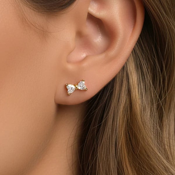 MUCHV Dainty Bow Earrings - Screw Back