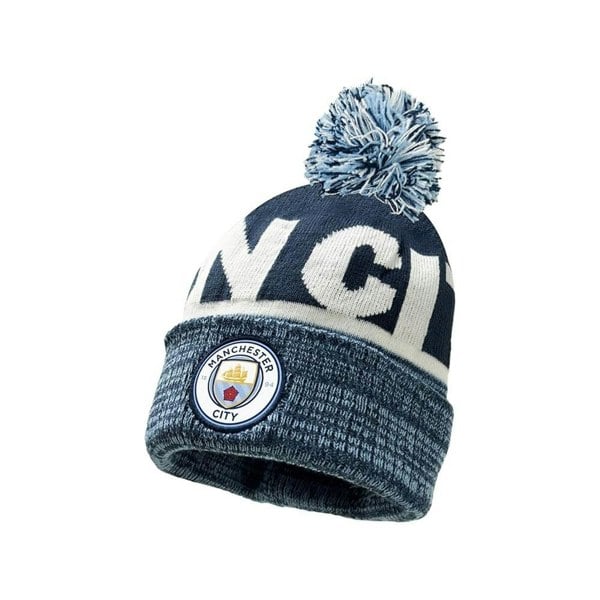 Manchester City FC Premium 1509 Knitted Bobble Beanie - Navy/White