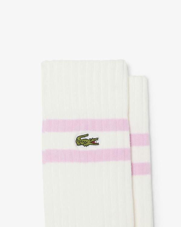 Lacoste Ribbed Mens Socks - Flour/Phoenix Blue-Albizi 22I | CHO | Designer Mens Socks