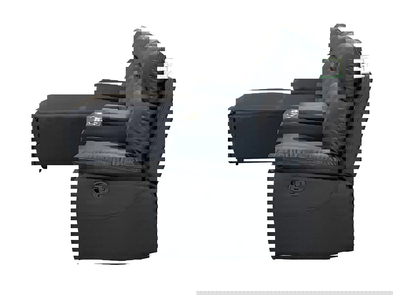 DS Living Sorento Recline Right Hand Corner Leather 3 Seater Sofa in Black or Grey