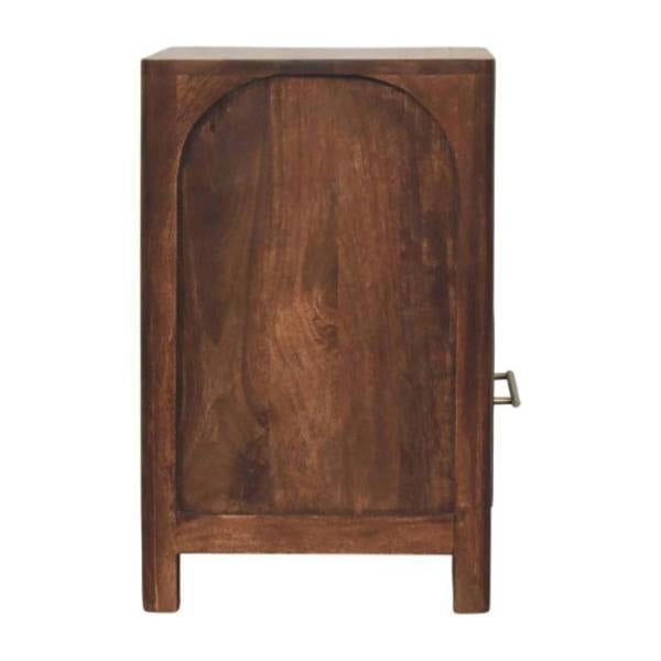 Artisan Furniture Solid Wood Arc-Line Bedside Table, 1 Drawer & 1 Open Slot, Brown
