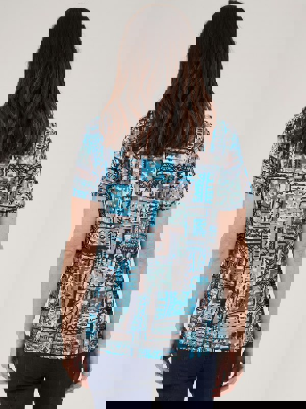 TIGI-Wear Patch-work Soft-square Neckline Top