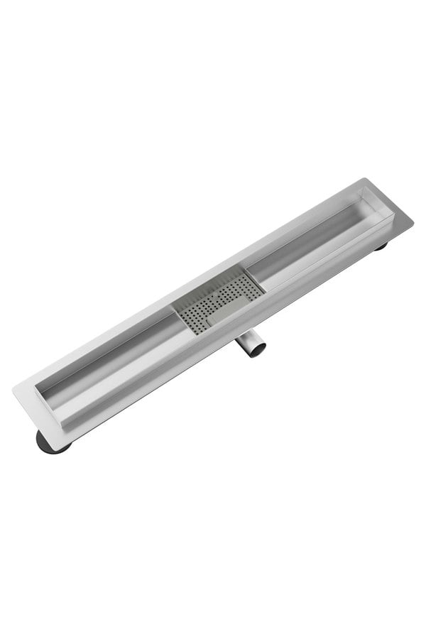 Living and Home 60cm Stainless Steel 2-in-1 Siphonic Linear Insert Shower Drain- Adjustable Height & Slope, Removable Cover, Filter & Siphon