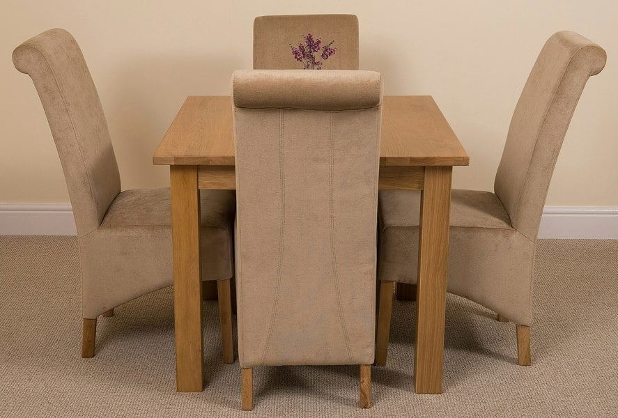 That's Furniture Oslo 90 x 90cm Small Square Oak Dining Set with Montana Fabric Chairs