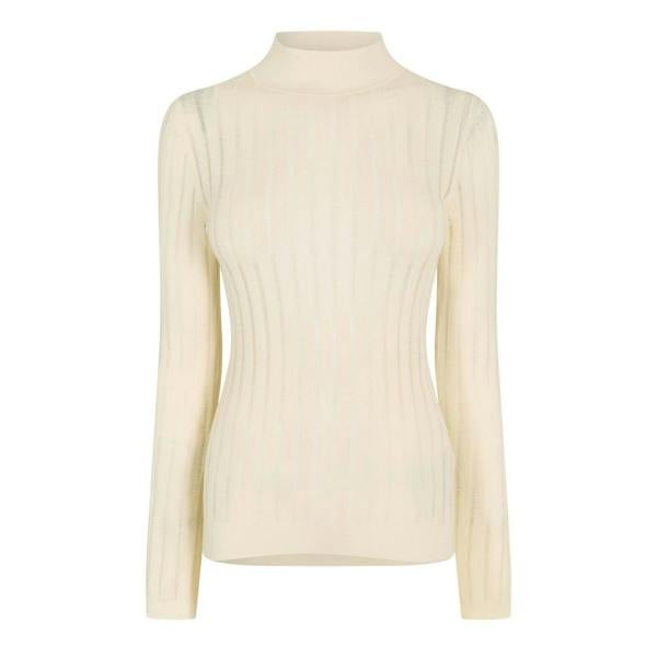 Boss Womens/Ladies Mock Neck Slim Long-Sleeved Sweater Top - White - 