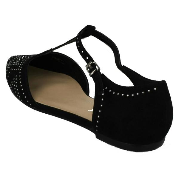 Savannah Ladies Savannah Flat T-Bar Buckle Strap Pointed Shoes