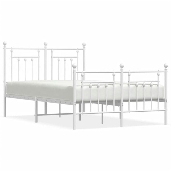 Berkfield Metal Bed Frame with Headboard and Footboard White 120x200 cm