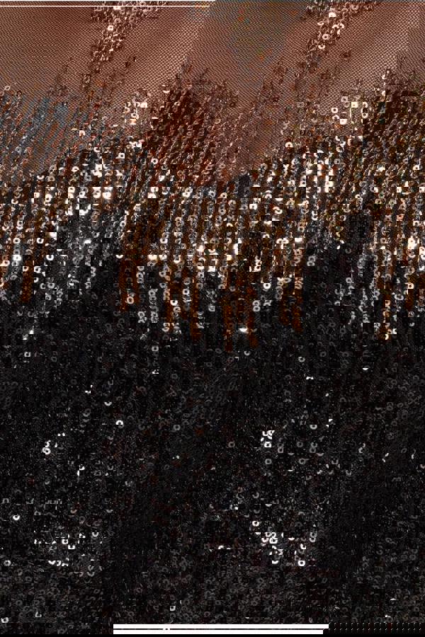 Long Sleeve Aztec Sequin Maxi Dress - Gold DR3490