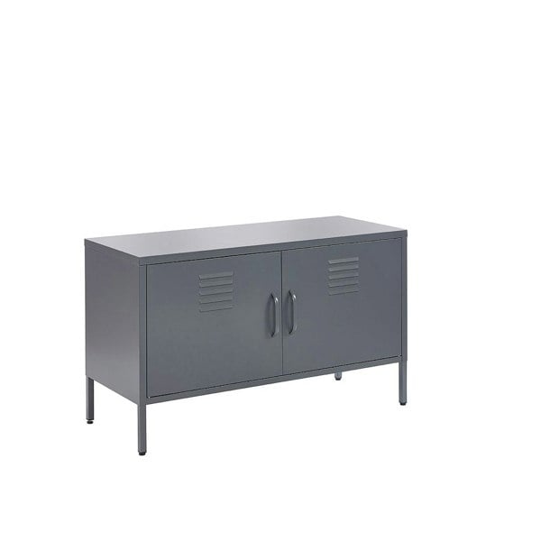 MMT Furniture Designs Grey Metal, 2 door 100cm wide TV Cabinet, Display Cabinet for Home or Office