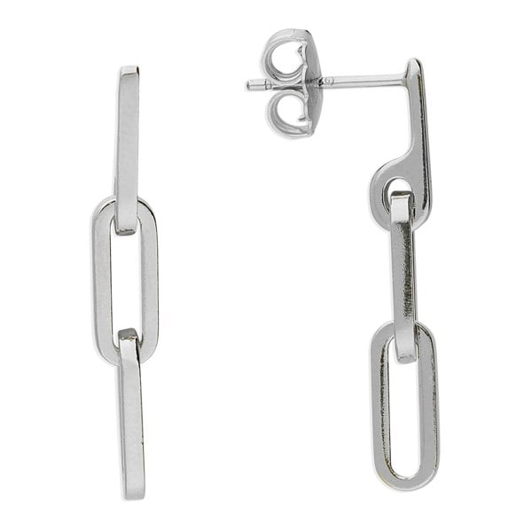 Paperclip link chain everyday drop sterling silver earrings