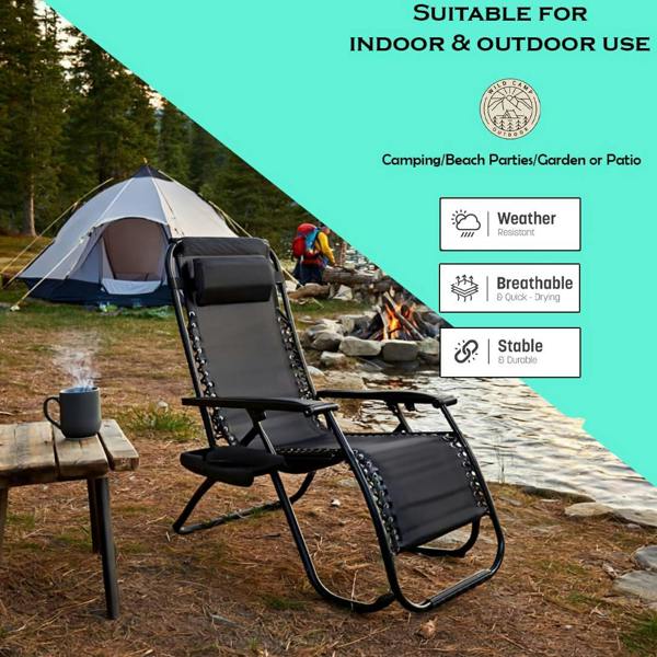 Shatchi Gravity Chair Heavy Duty Textoline Outdoor & Garden Folding Reclining Patio Chair,1pc