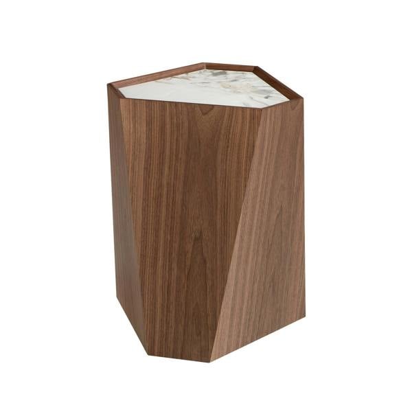 Angel Cerdá Porcelain marble and walnut triangular corner table 2134