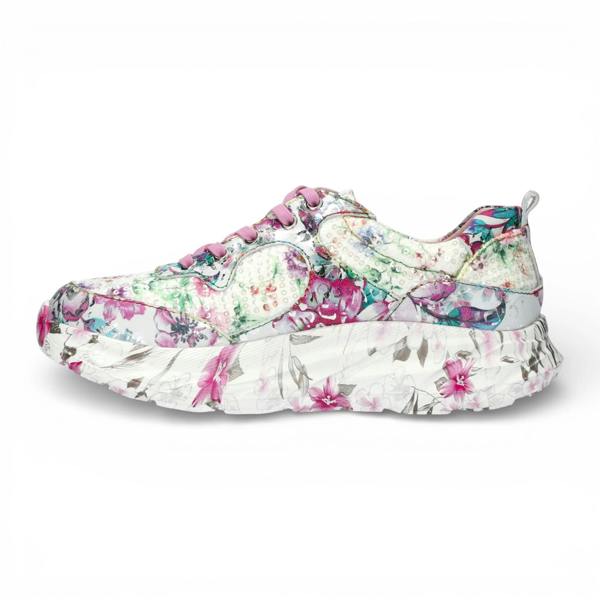 Laura Vita Sofiao 07 - Women's Pink Floral Leather Platform Sneakers