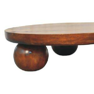 Wyld Haus Reims Chestnut Mango Wood Ball Feet Round Coffee Table