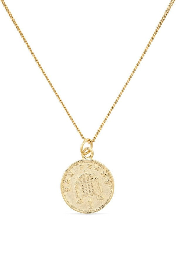 Chunky 18K Gold Lucky Penny Coin Medallion Necklace - Necklaces - Elk & Bloom