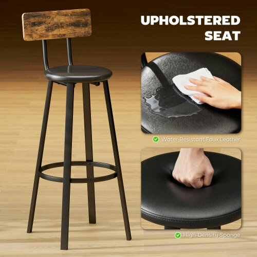 Wyld Haus Namto Set Of 2 Brown And Black Industrial Steel Frame Bar Stools