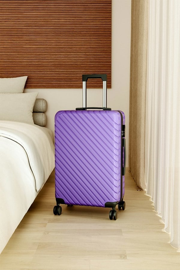 Living and Home Lightweight Hardside Travel Suitcase with Spinner Wheels, 20" Purple