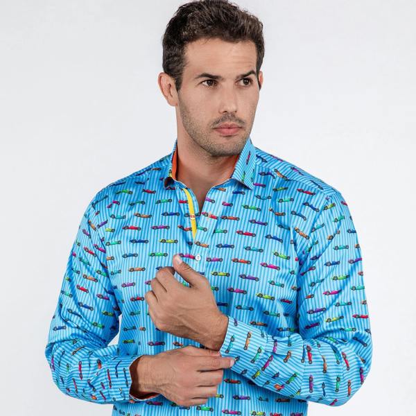 GRAND PRIX STRIPES PRINT SHIRT - Premium Men's Patterned Shirt by Claudio Lugli | Bold Design, Tailored Fit, Best Printed Shirts