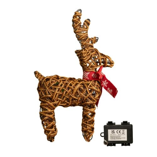 Samuel Alexander 37cm Battery Operated Light up Brown Christmas Reindeer with 40 Warm White LEDs