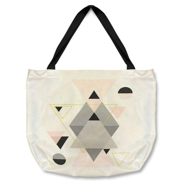 Benjamin Tate Design Pink & Grey Geometric Triangles Tote bag