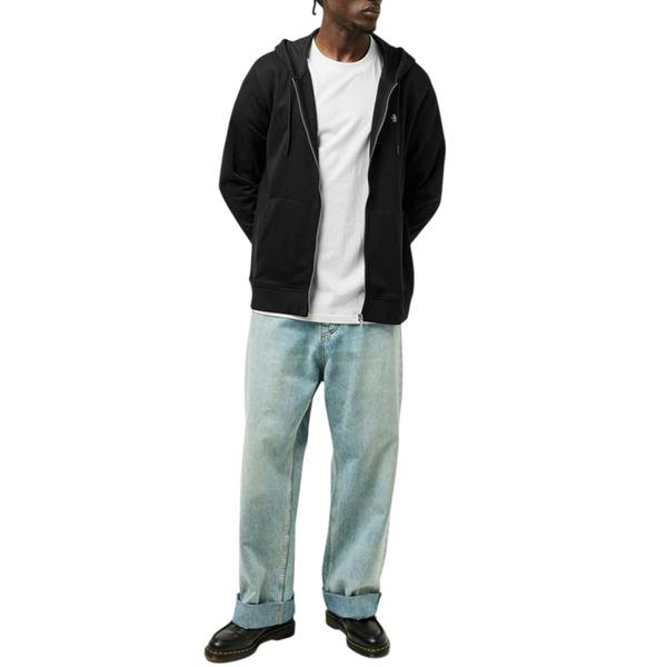 Original Penguin Mens Cotton Long-Sleeved Full Zip Hoodie - True Black - 