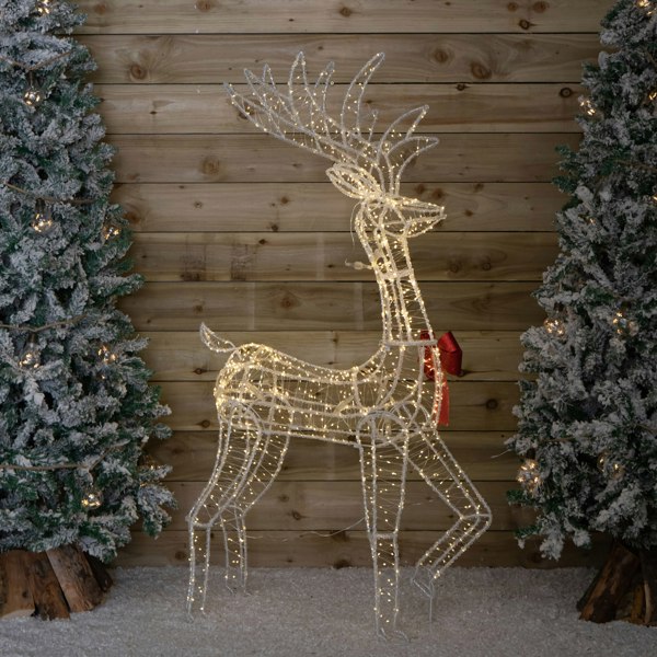 Samuel Alexander 1.48m Light up Acrylic Christmas Deer Decoration with Red Bow and 940 Warm White LEDs