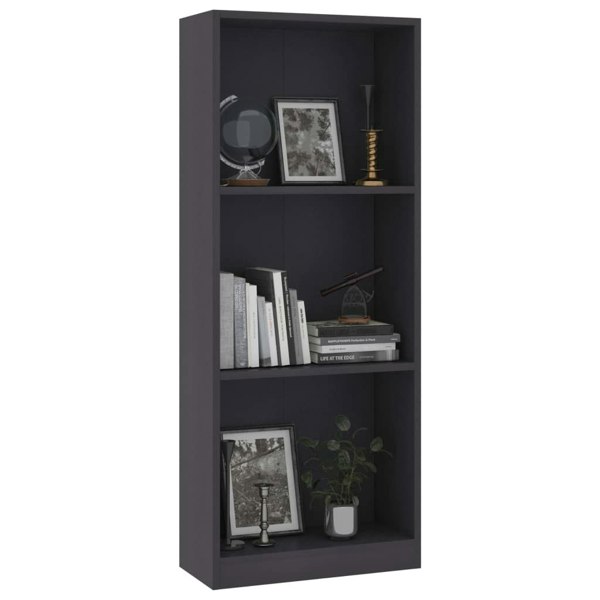 Berkfield 3-Tier Book Cabinet Grey 40x24x108 cm Engineered Wood